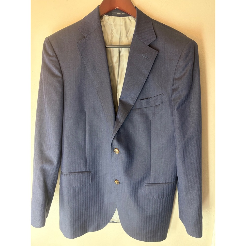Suitsupply Napoli Blazer Navy Blue Herringbone Wool Vitale Barberis Canonico 40R